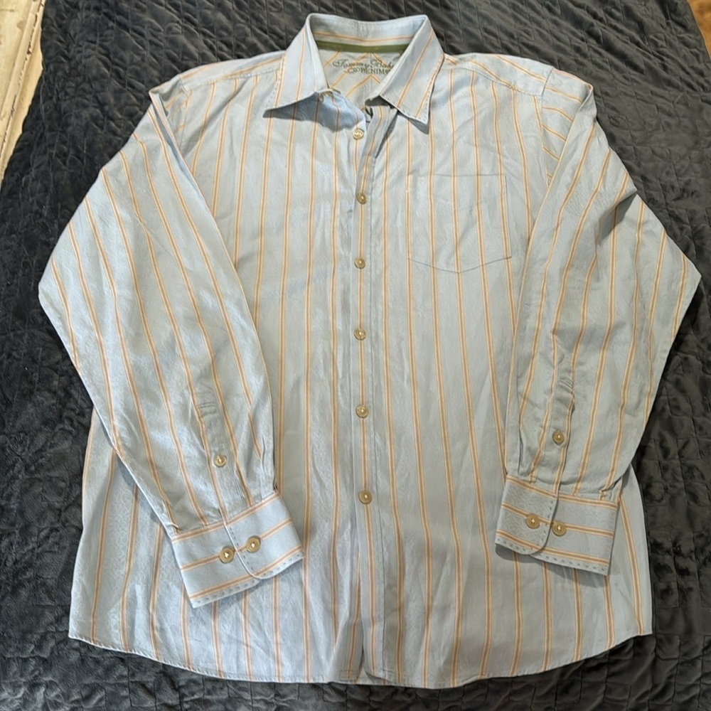 Tommy Bahama‎ Men’s Denim 100% Cotton Men’s Striped Button Down